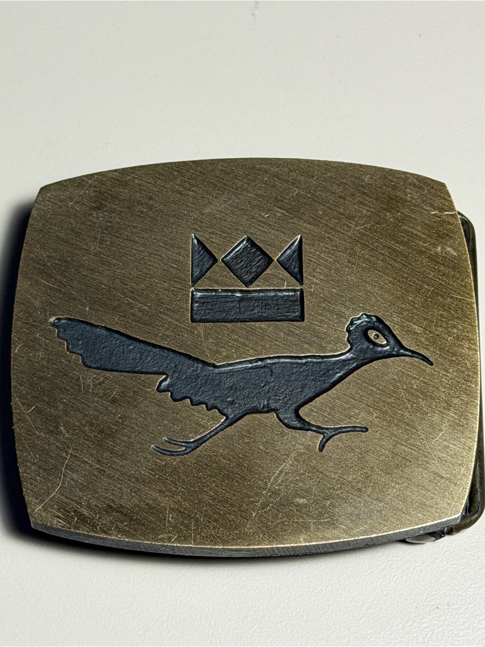 Brass Roadrunner Belt Buckle in Brown and Black